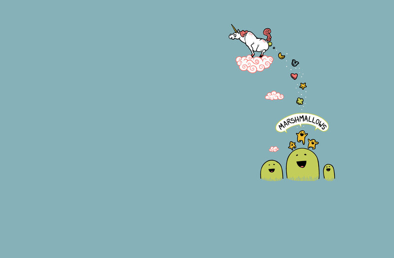Unicorn dropping marshmallows