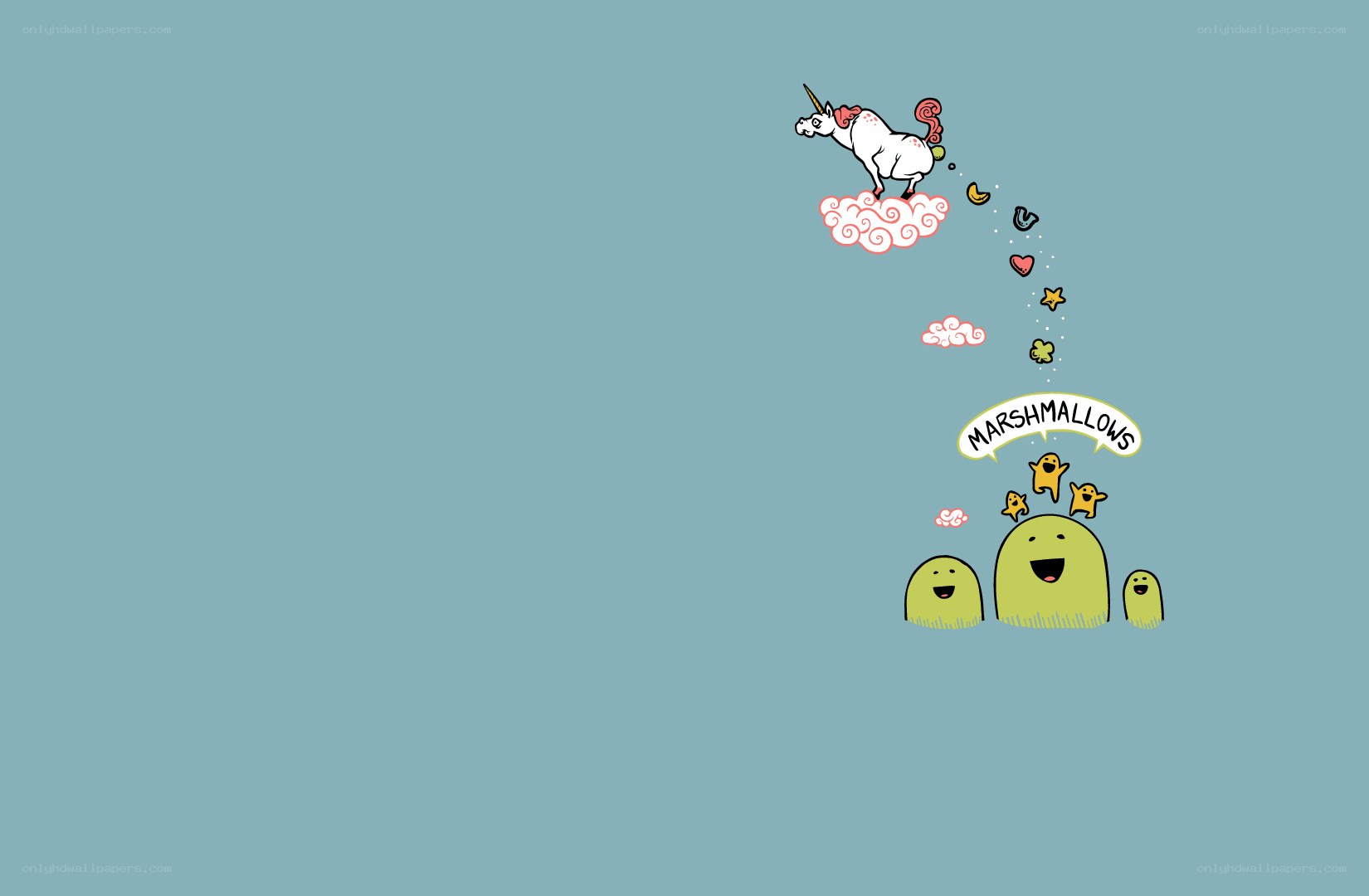 Unicorn dropping marshmallows