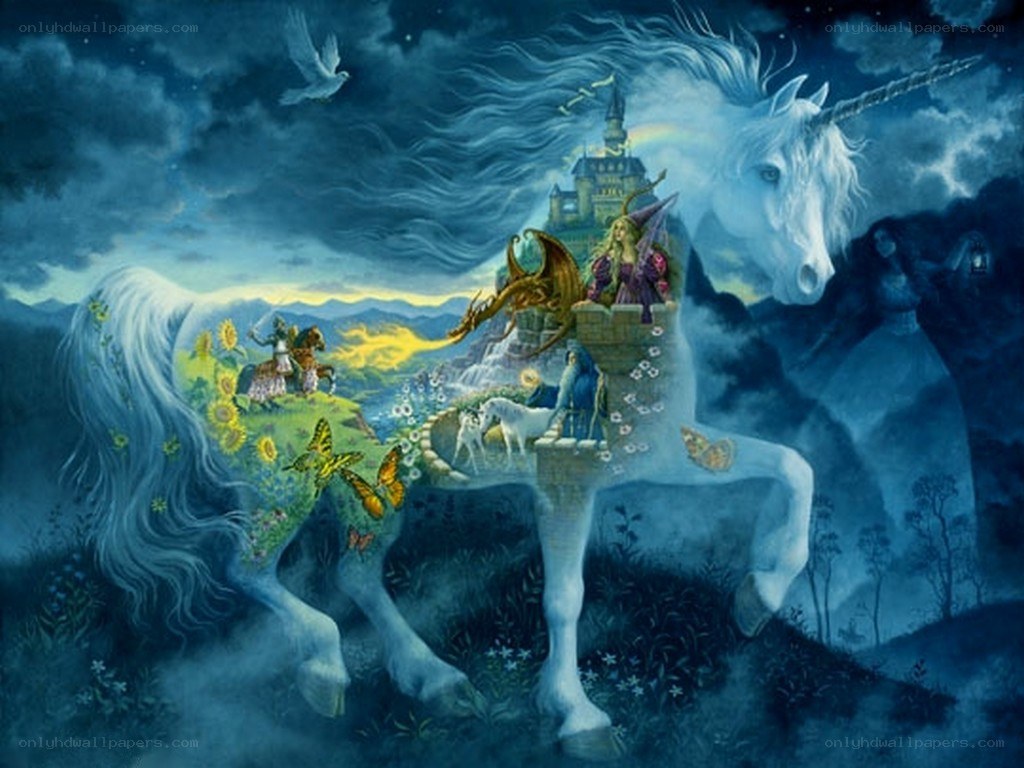 Unicorn fantasy landscape