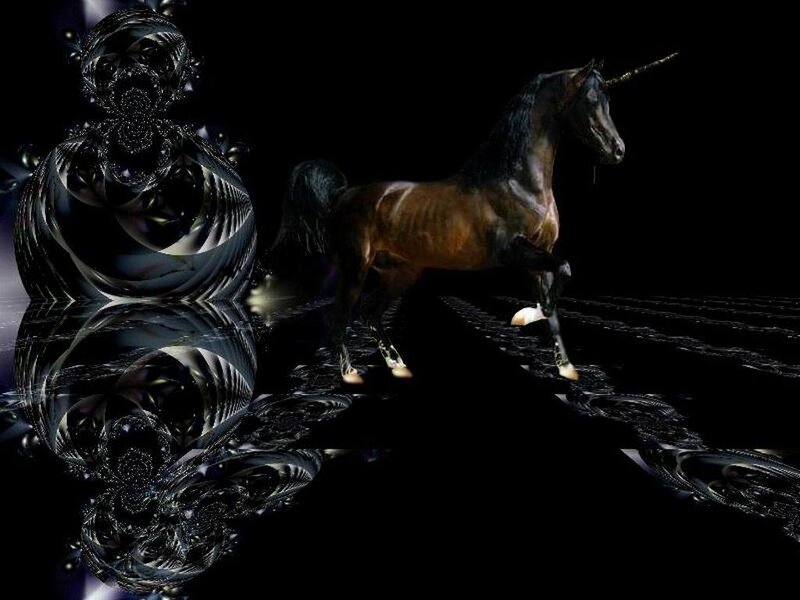 Unicorn Horse Running — Black
