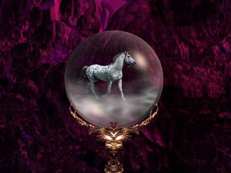 unicorn in a crystal ball