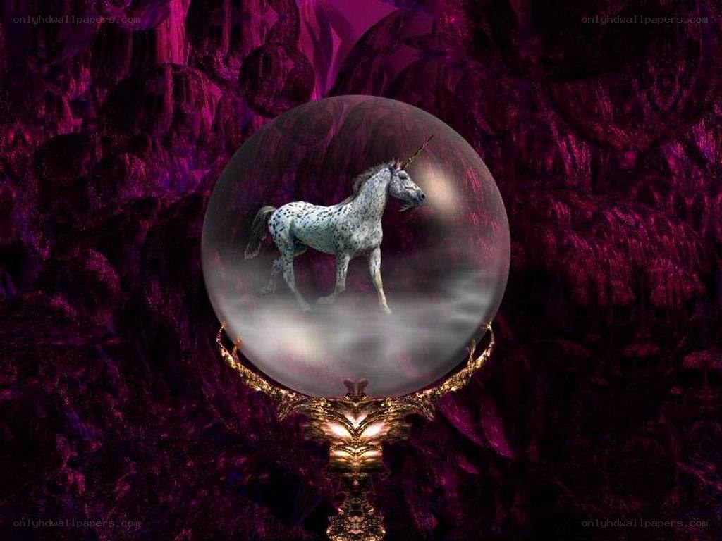unicorn in a crystal ball
