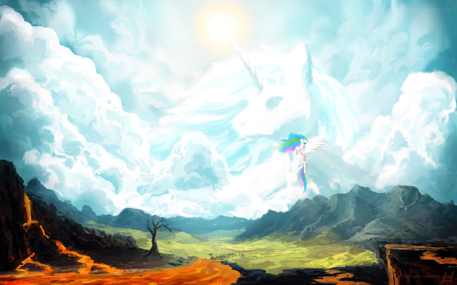 Unicorn in a dreamy landscape