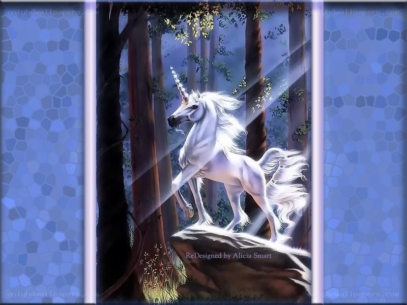 Unicorn in a forest