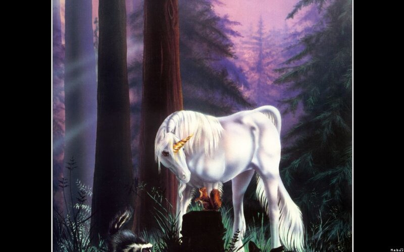 Unicorn in a forest