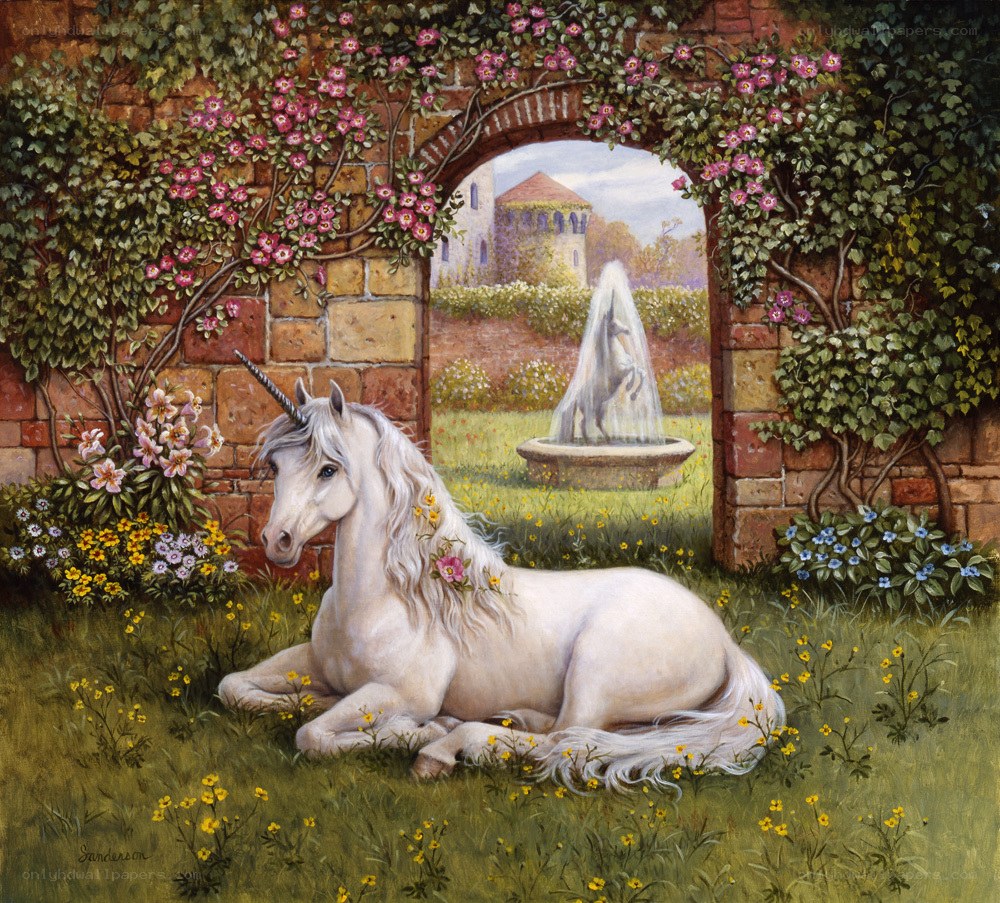 Unicorn in a garden