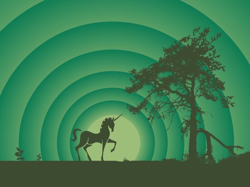 Unicorn in a green forest