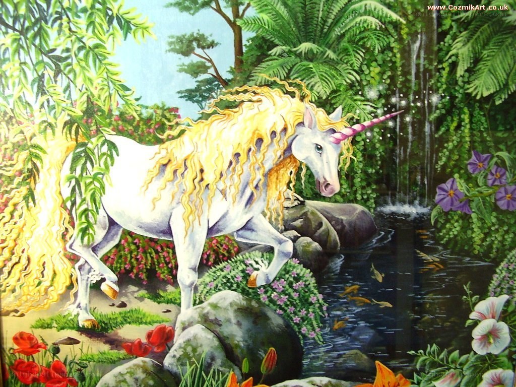Unicorn in a lush forest