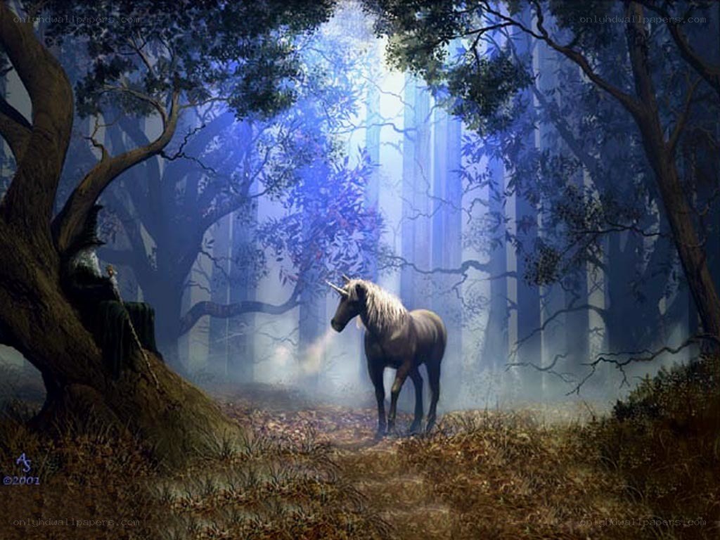 Unicorn in a mystical forest