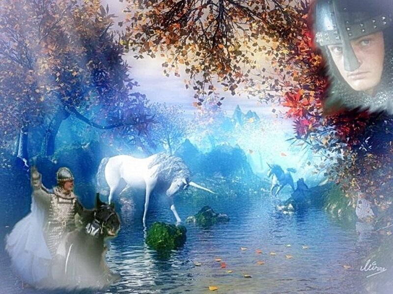 Unicorn in a mystical forest
