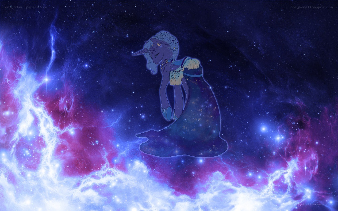unicorn in a starry nebula