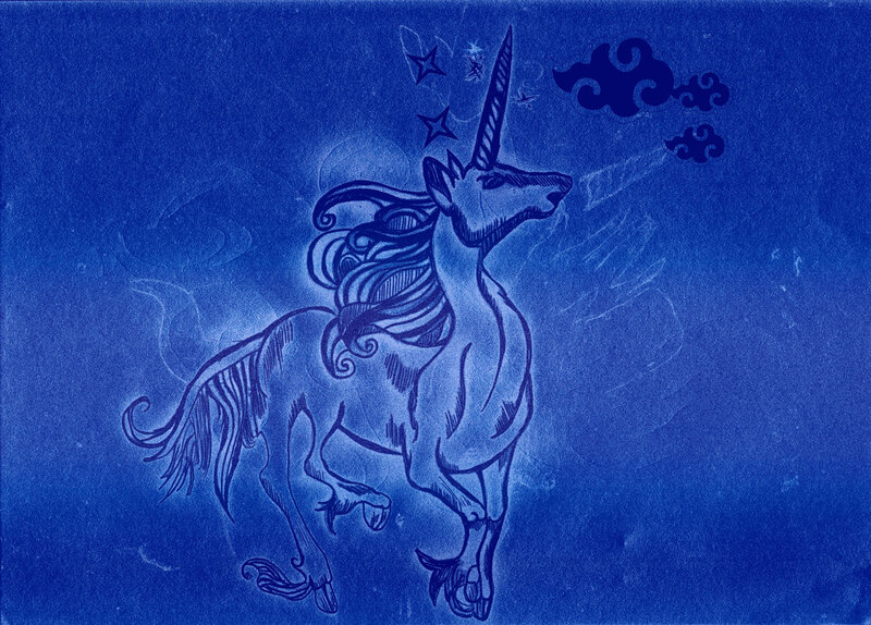 Unicorn in Blue Ink