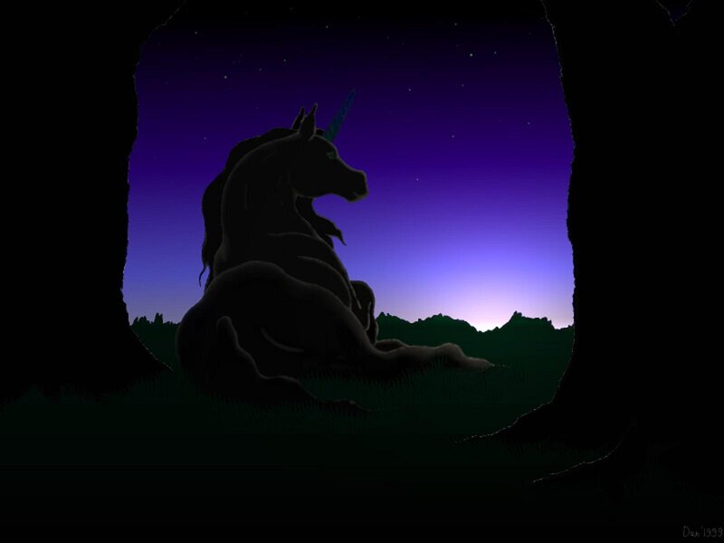 Unicorn in Cave