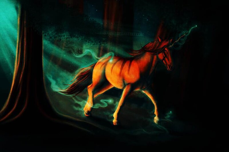 Unicorn in Forest — Green