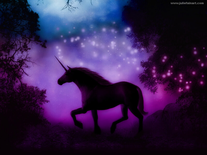Unicorn in Forest — Purple