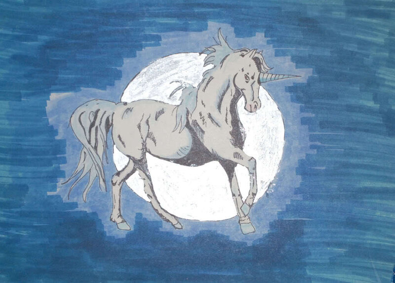 Unicorn in Front of Moon