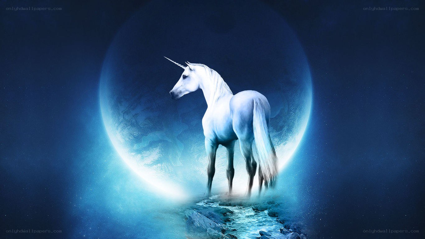 Unicorn in moonlight