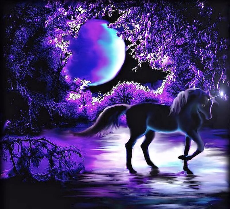 Unicorn in Water — Purple