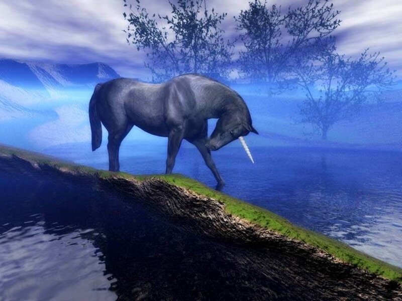 Unicorn on a Cliff — Blue