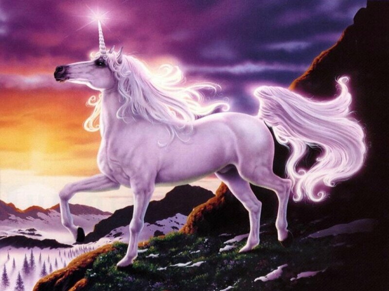 Unicorn on a mountain