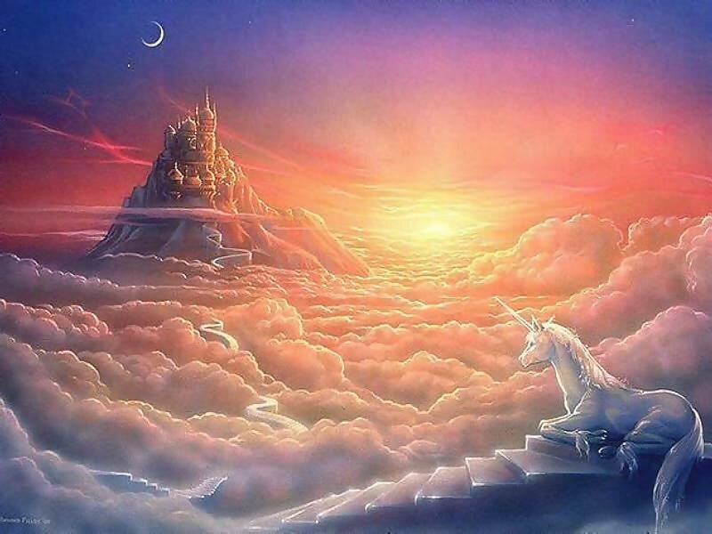 Unicorn on Cloud Steps — Orange