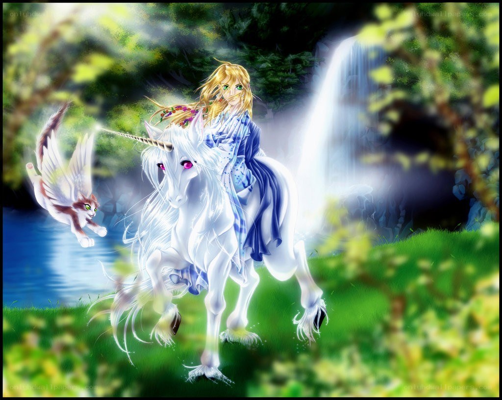 unicorn rider in forest