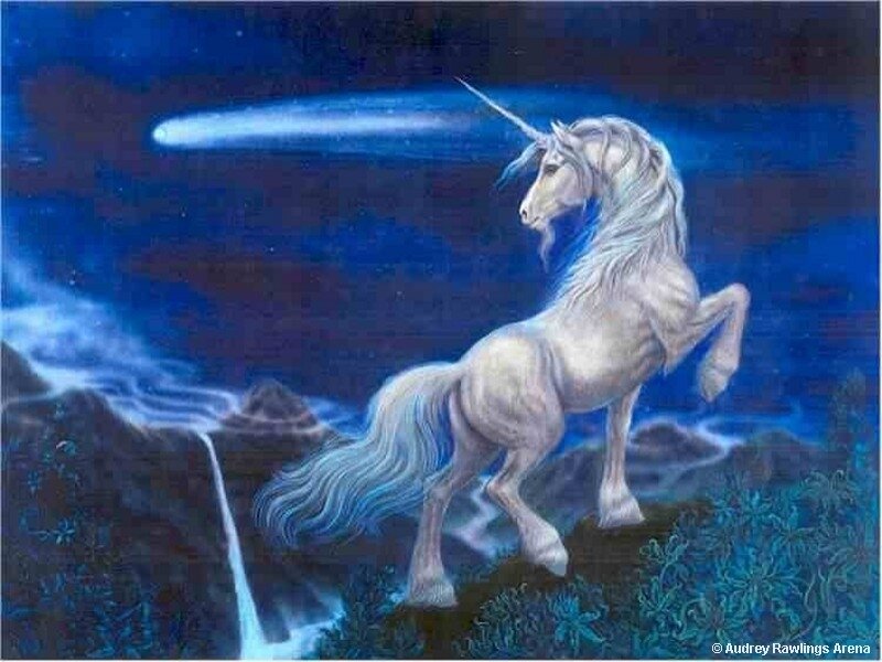 Unicorn under a comet