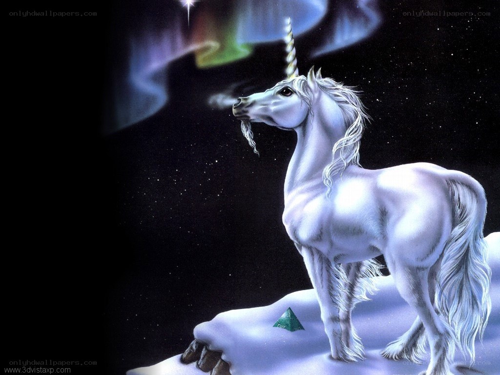 Unicorn under aurora