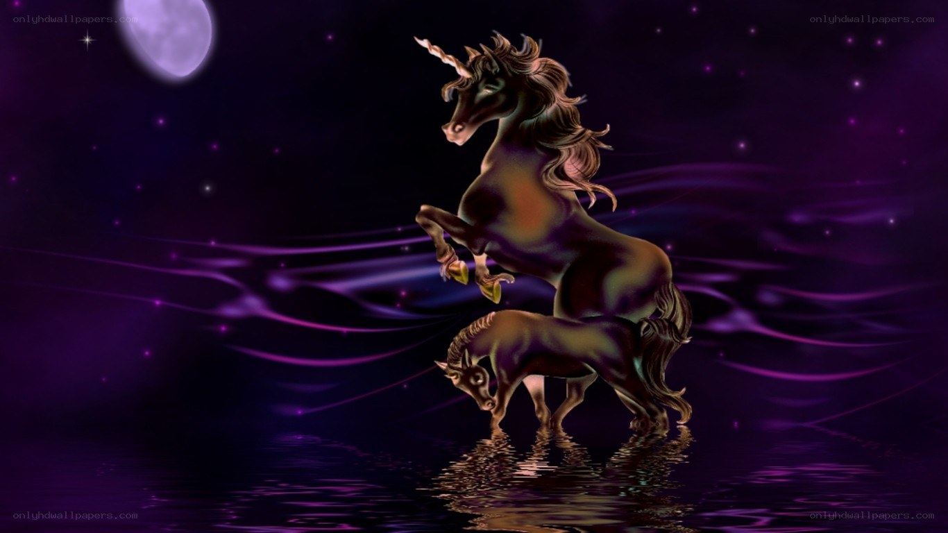 Unicorn under the moon