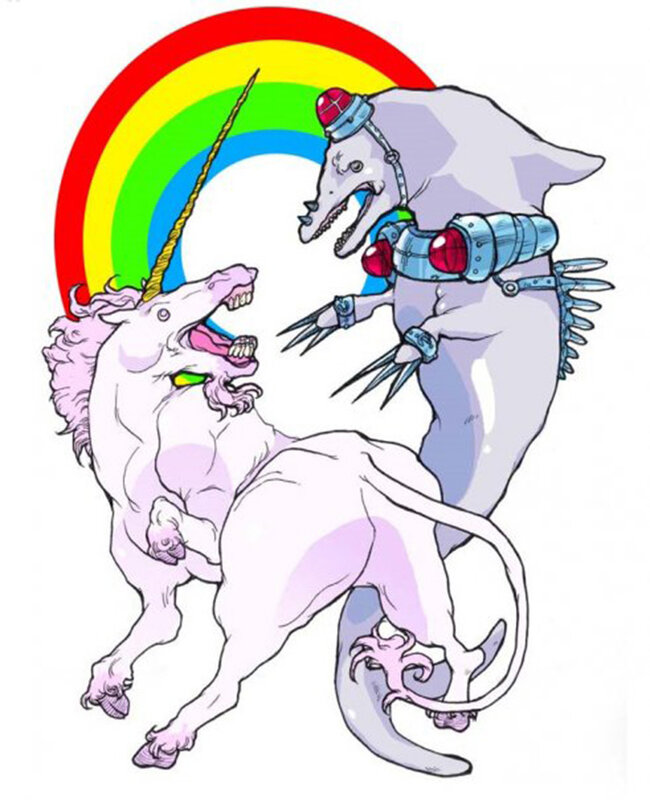 Unicorn vs robotic shark