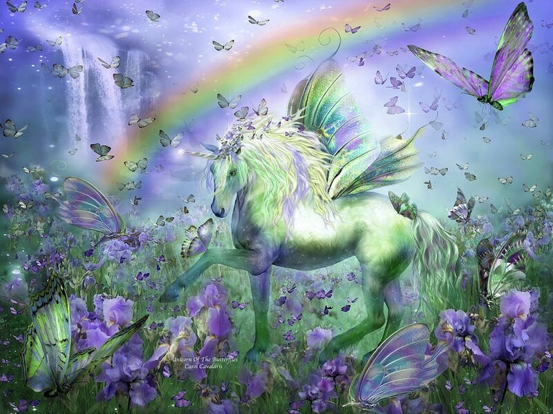 Unicorn with Butterfly Wings — Purple, Fantasy