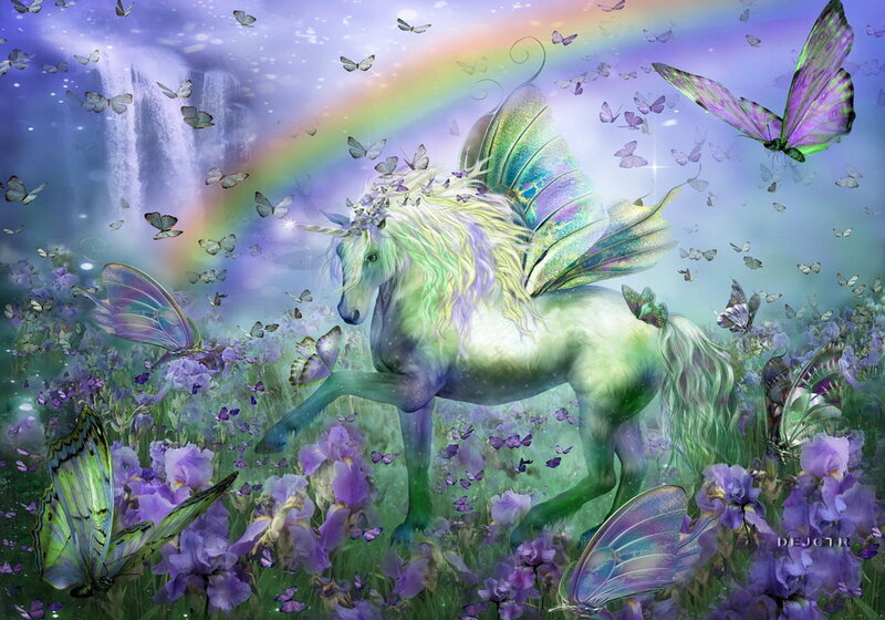 Unicorn with Butterfly Wings — Purple