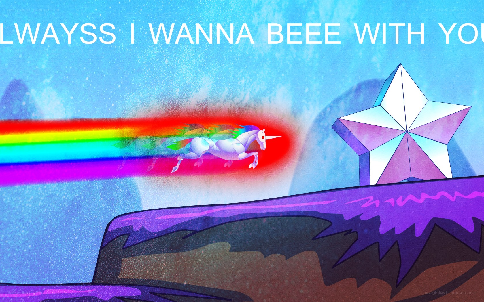 unicorn with rainbow trail