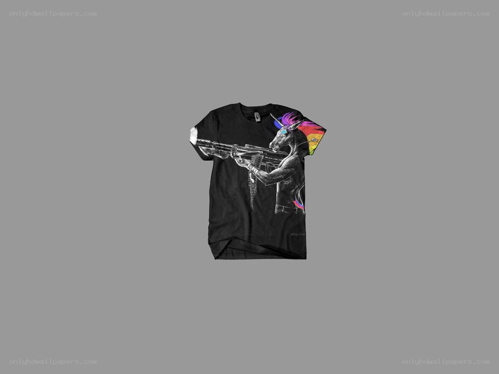 unicorn with rifle t-shirt