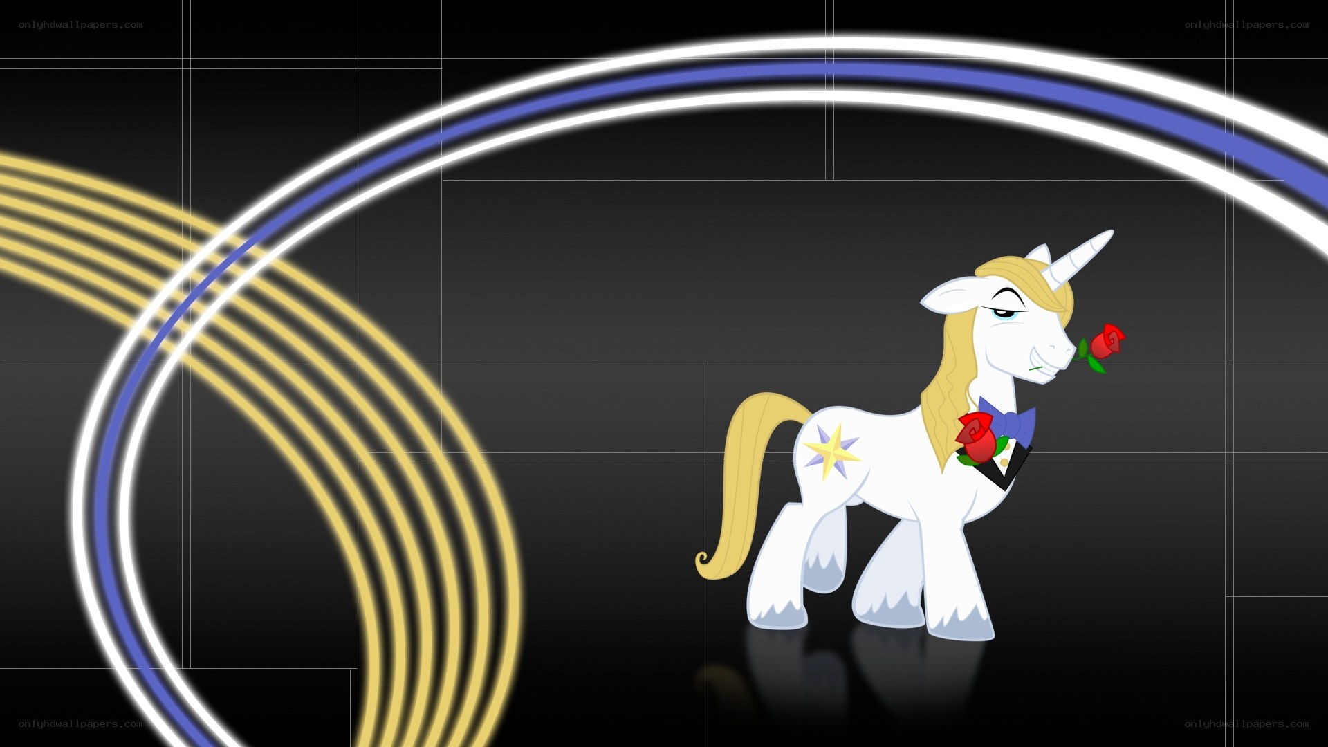 Unicorn with rose and bowtie