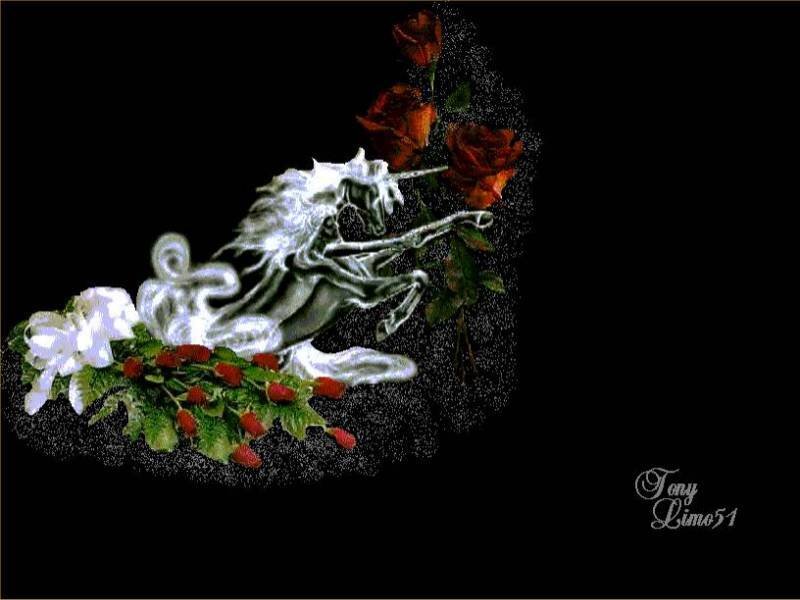 Unicorn with roses and flowers