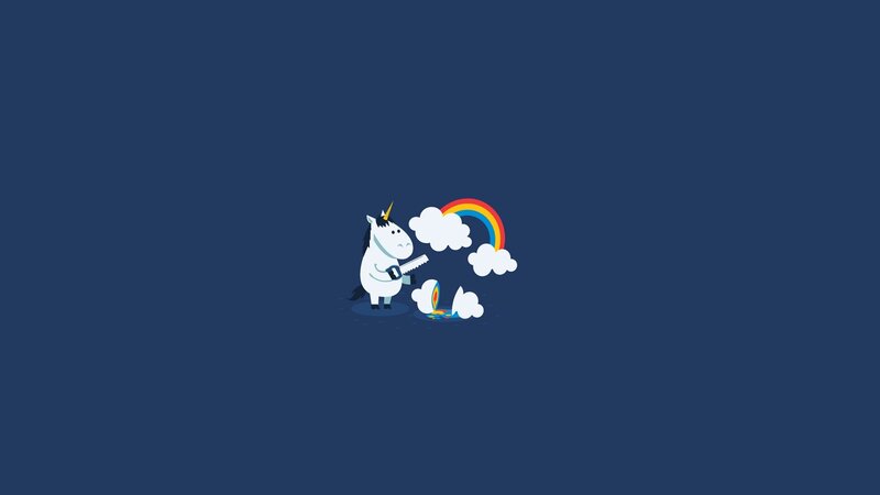unicorn with saw cutting rainbow