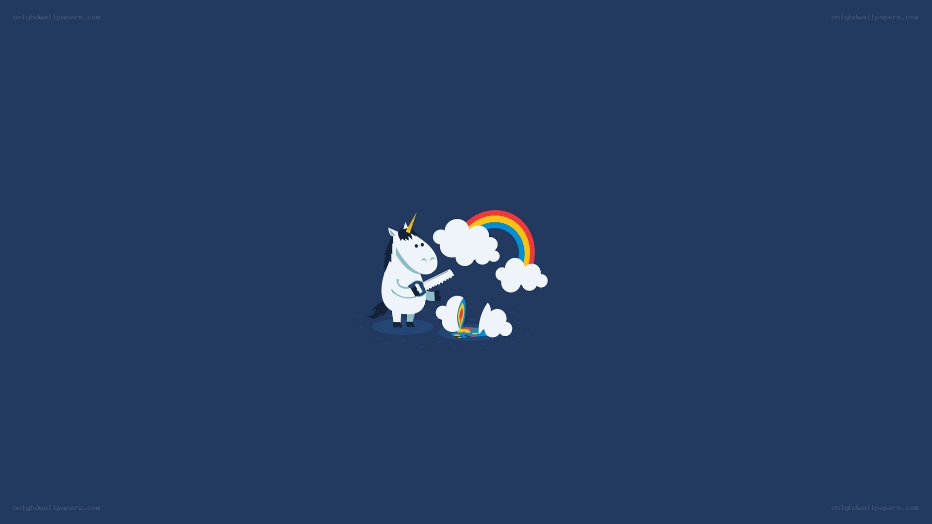 unicorn with saw cutting rainbow