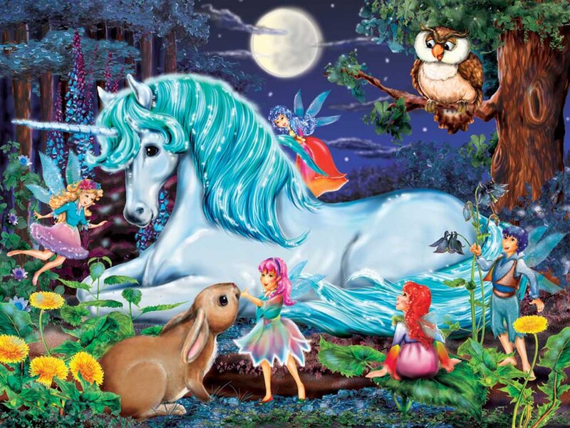 Unicorns and Fairies in Forest