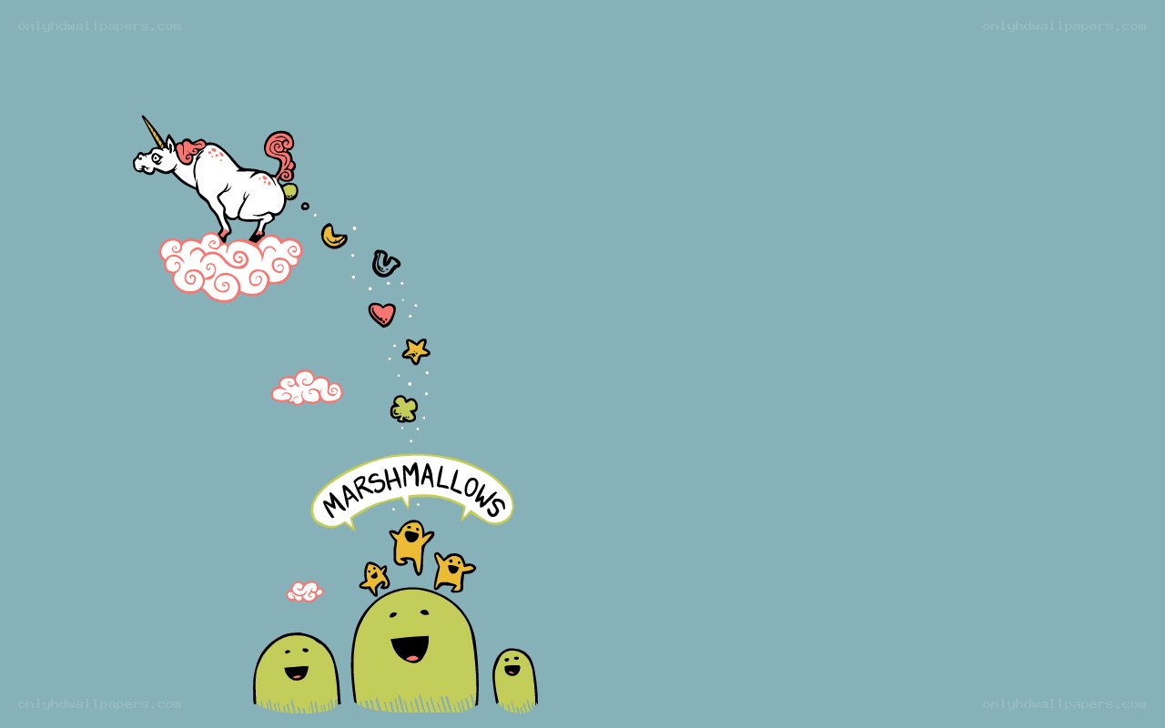 unicorns dropping marshmallows