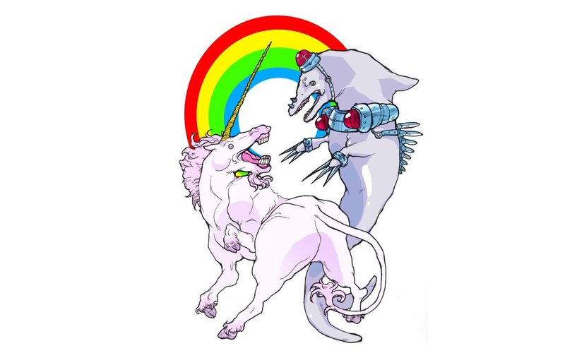 Unicorns Fighting