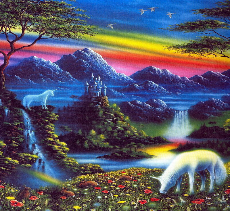 Unicorns in a Fantasy Landscape