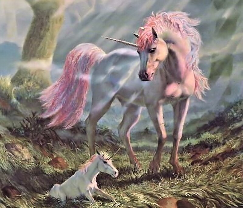 Unicorns in a Field — White