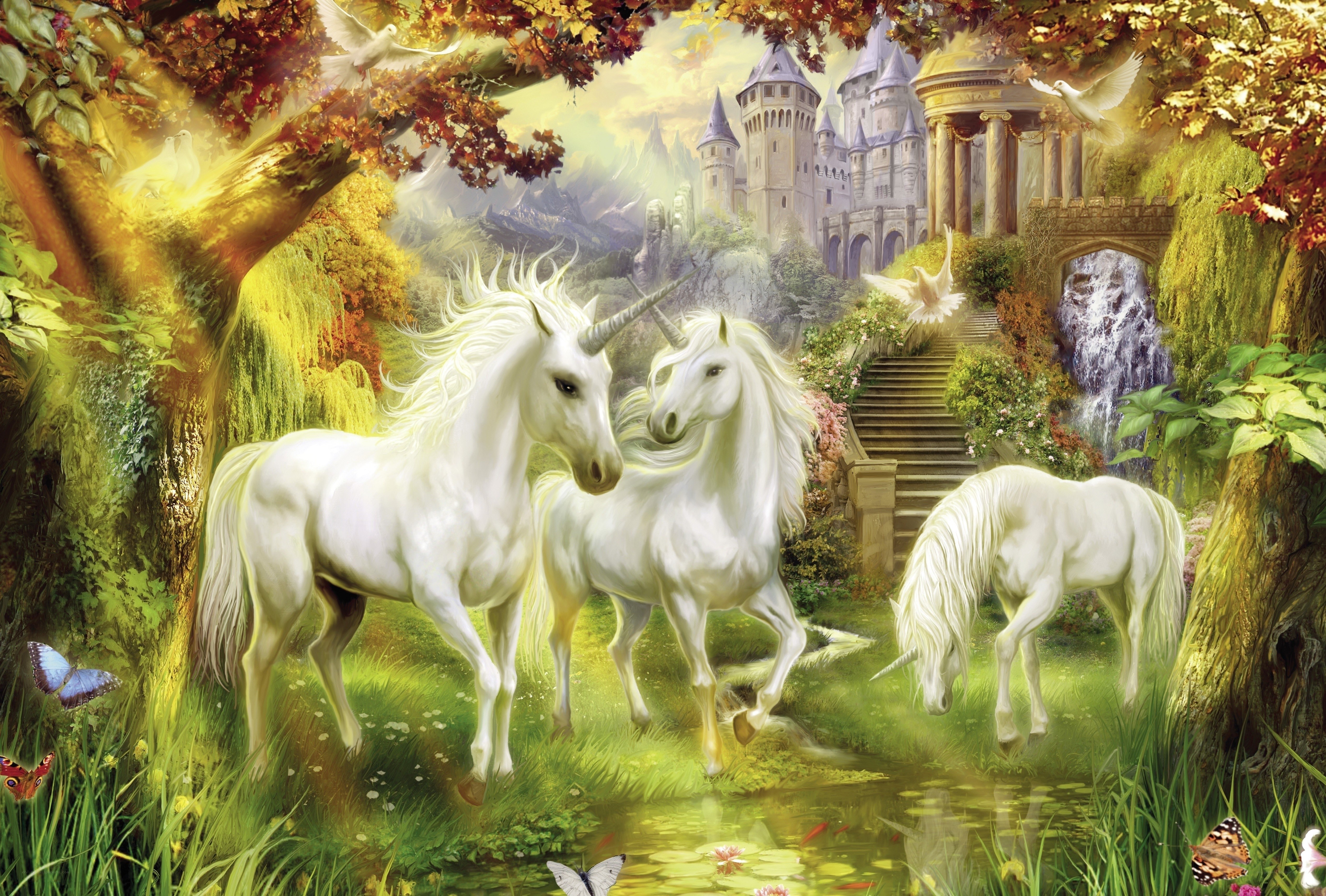 Unicorns in a magical forest