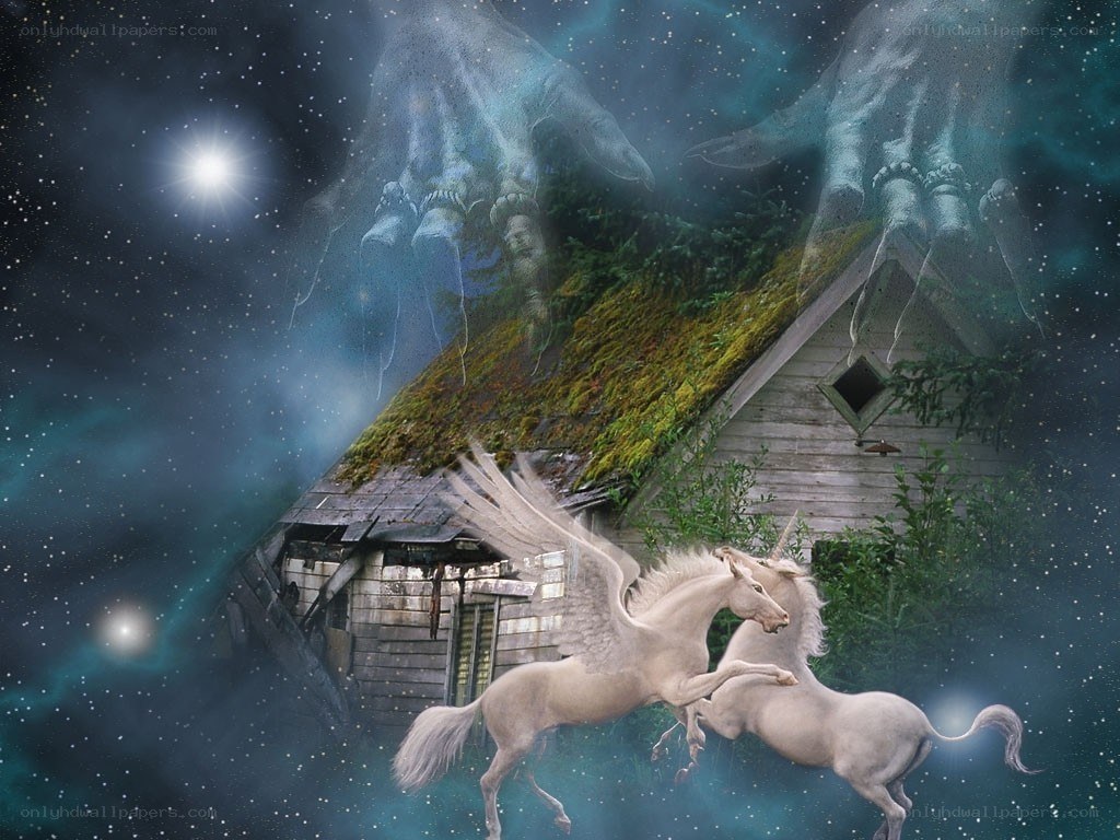 Unicorns in a magical forest