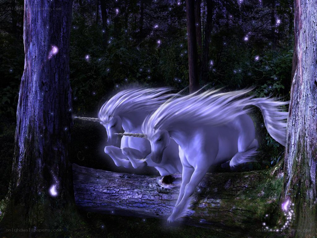 Unicorns in a magical forest