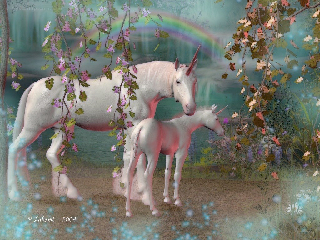 Unicorns in a magical forest