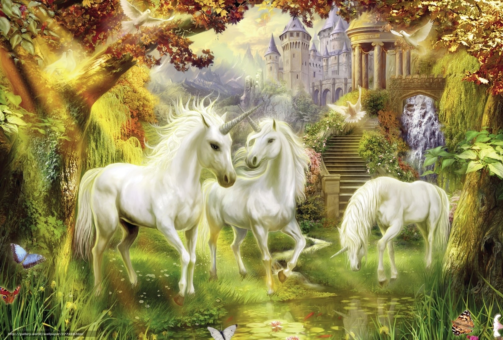 Unicorns in a magical forest