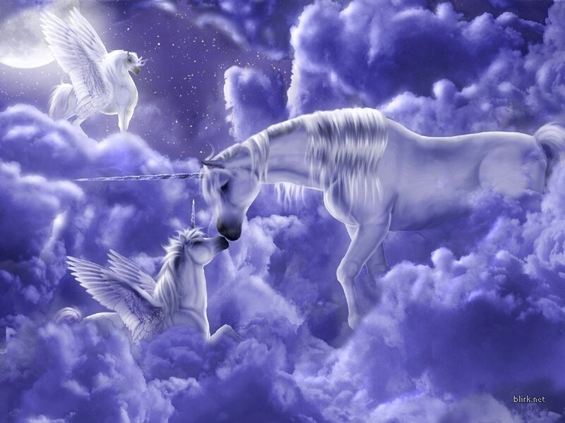 Unicorns in Clouds — Purple