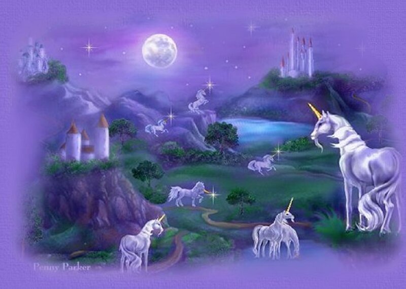 Unicorns in Fantasy Landscape